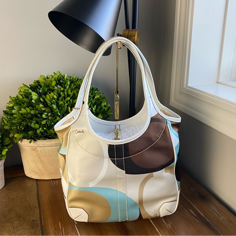 2006 Coach Y2K Scraf Print Ergo Turquoise Khaki Brown HTF - Picture 7 of 17